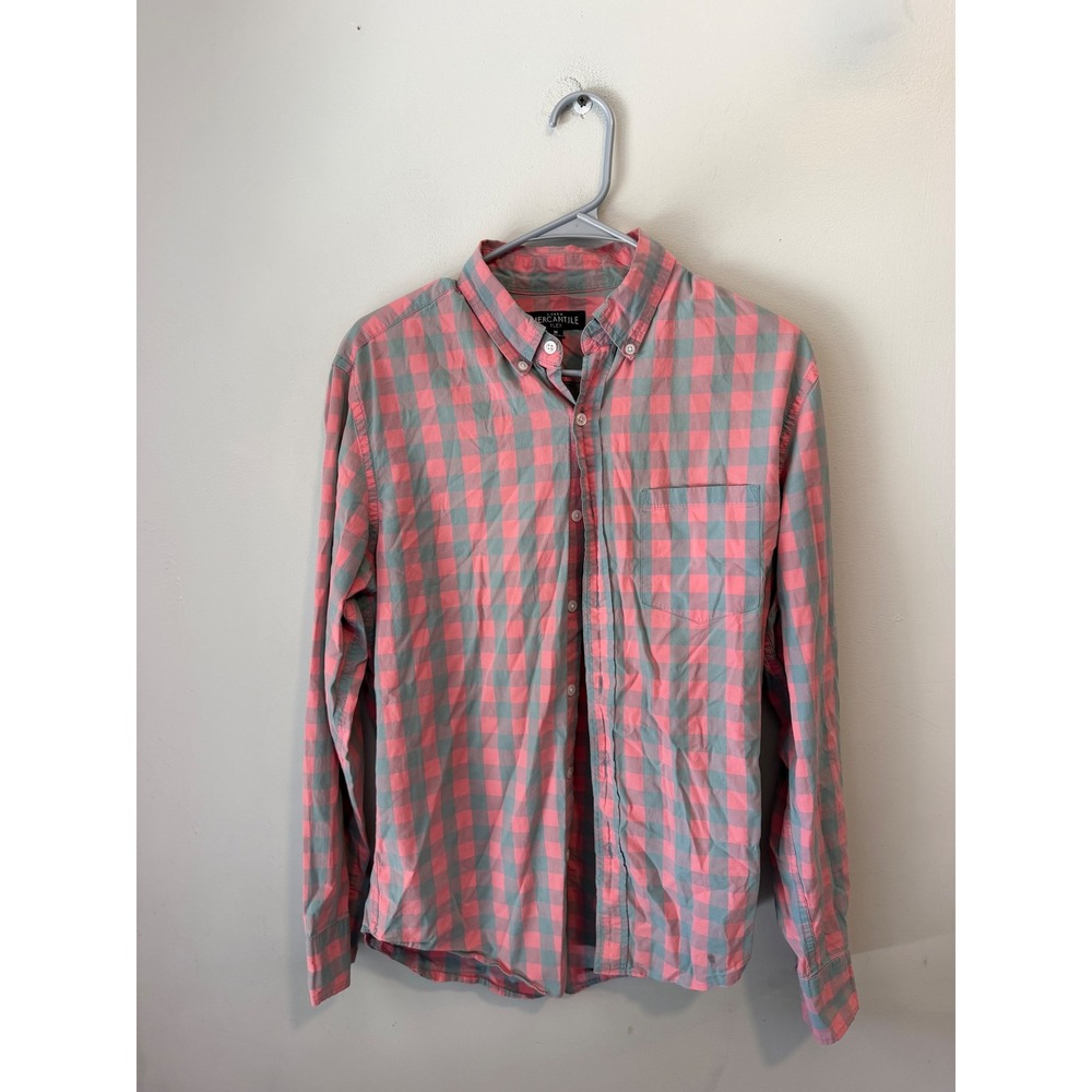 J.Crew Mercantile Flex Mens Medium Pink Green Gingham Button Down Shirt